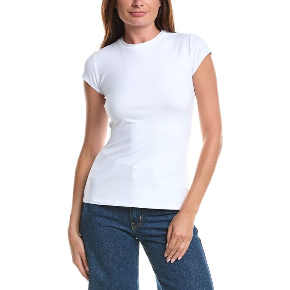 Susana Monaco Womens Crew Short Sleeve T-Shirt, White